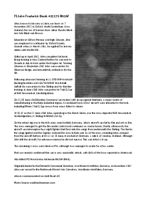 A preview of a PDF biography for Blank, John Frederick
